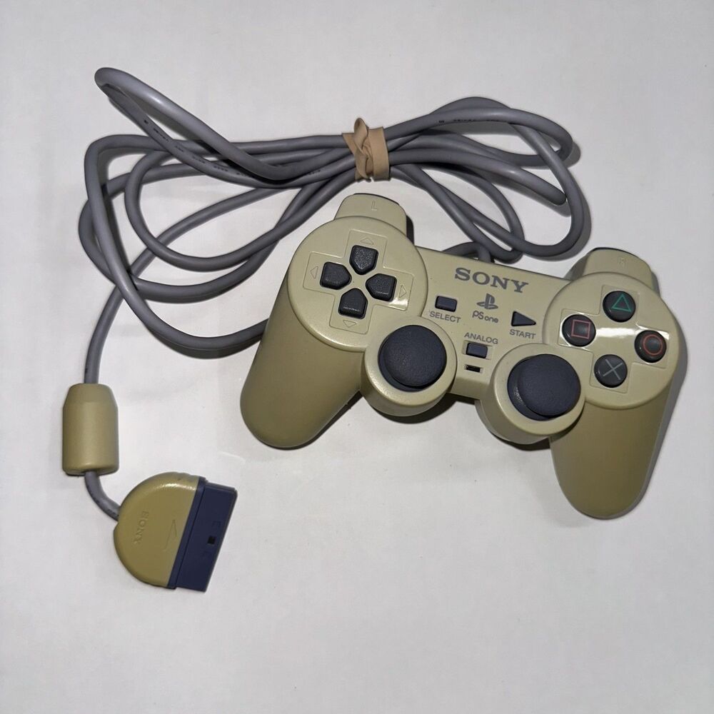 Sony PSOne PS1 SCPH-110 DualShock Controller White TESTED Working Yellowing